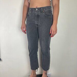 Levi 501 Faded Black Cut Off Jeans